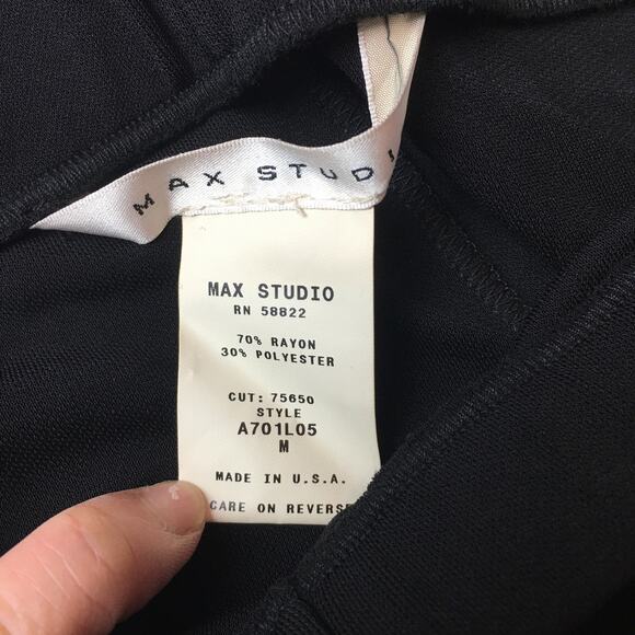 Max Studio Womens Wide Leg Elastic Waist Career Pants Black Medium - Picture 3 of 9